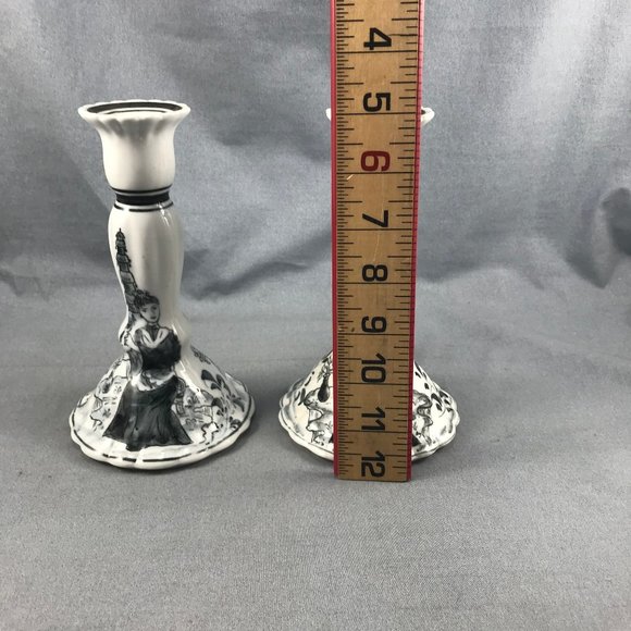 Oriental Ebony Ceramic Candle Holders Seymour Manning Set Berco Canada 1989 - Picture 3 of 10